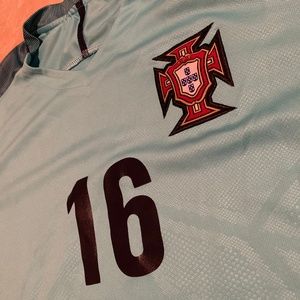 Portugal Blue Soccer Jersey Kit Sanches #16 Medium
